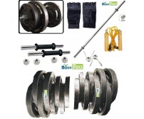 Body Maxx 10kg Cast Iron Adjustable Home Gym Set with 5 Feet Straight Rod 